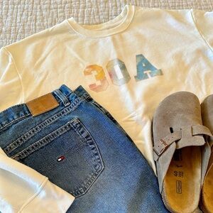 30A Florida Cream Sunset Graphic Boxy Oversized Lightweight Sweatshirt Size M